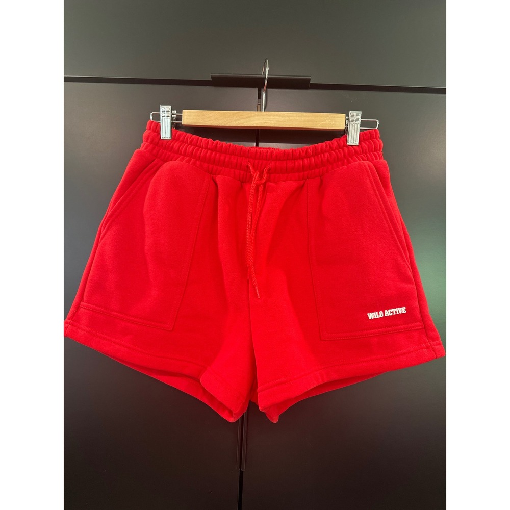 Wilo The Label Red Fleece Active Shorts Womens Small Drawstring Waist Loungewear